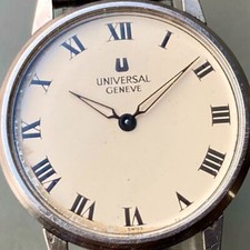 Orologio vintage UNIVERSAL GENEVE carica manuale quadrante bianco 32mm braccio 19cm svizzero F/S