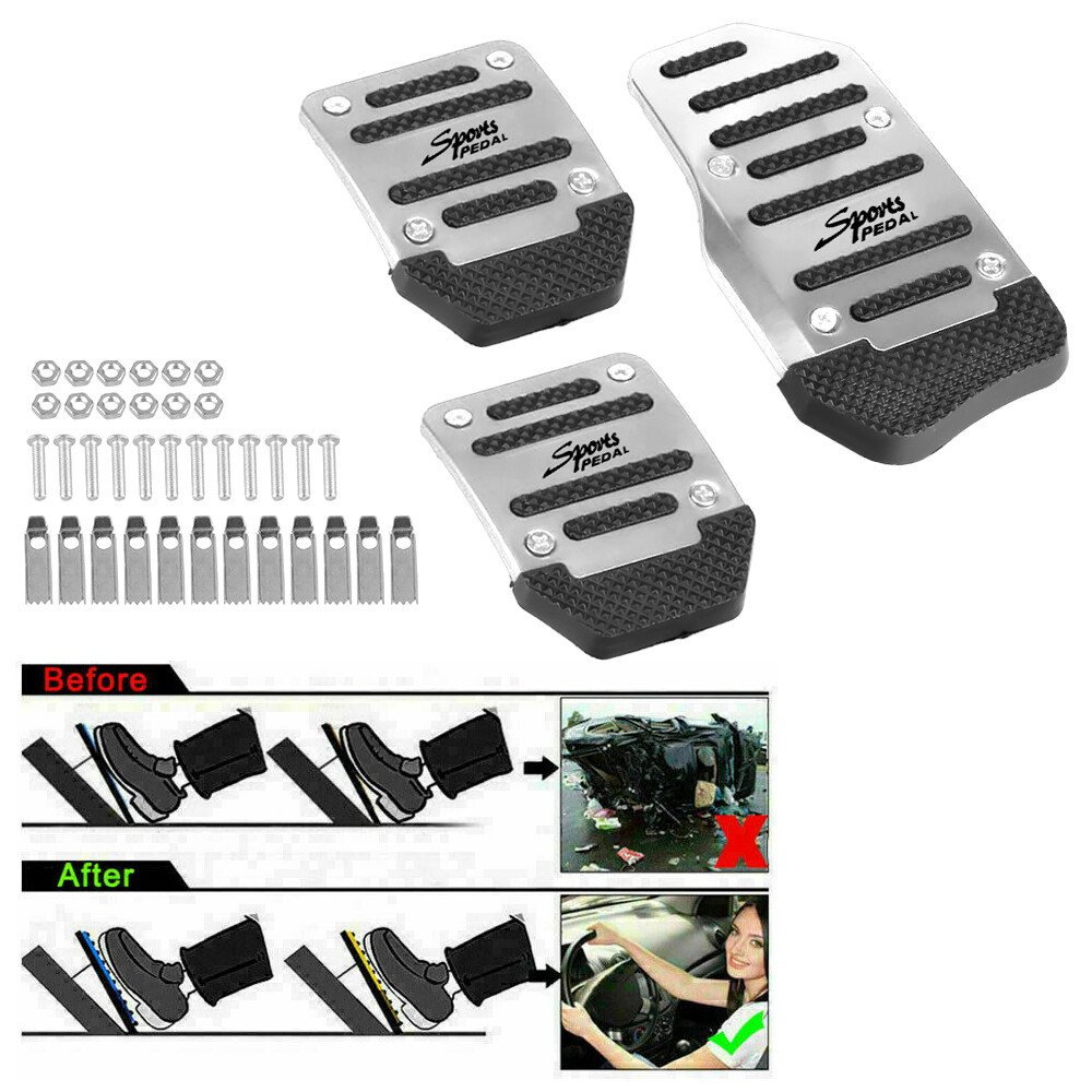 Non-Slip Silver Universal Gas Brake Foot Pedal Cover for Cars  
