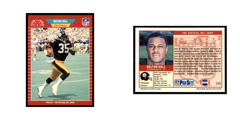 Delton Hall 1989 Pro Set #346 Football Cards Football Card NM - Image 3 of 3