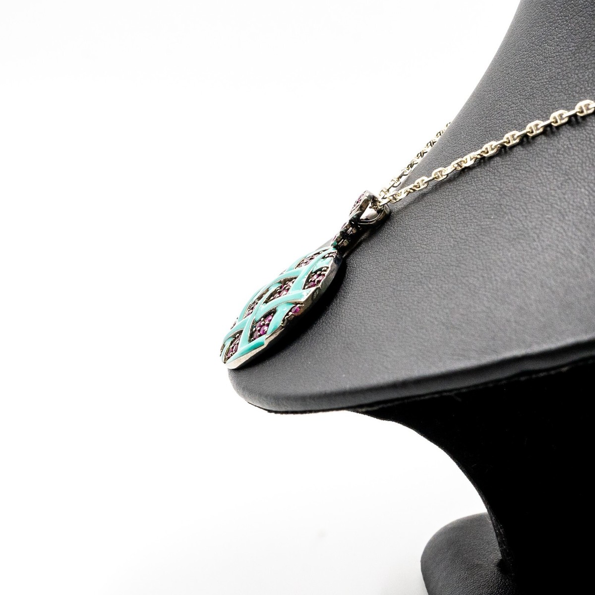 2.01ct Round Ruby 925Sterling Silver in Mint Blue Enamel Round
