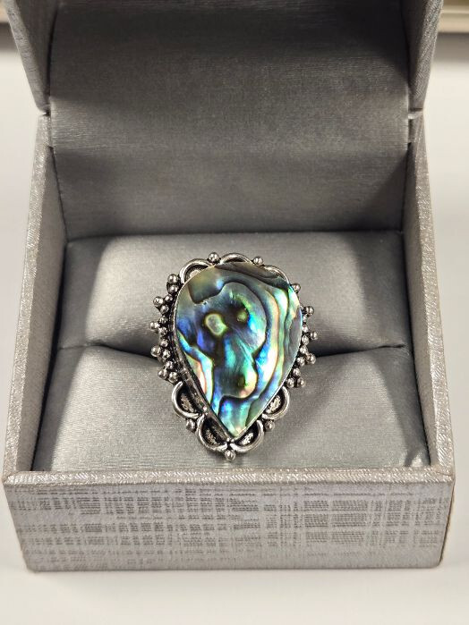Sterling Silver Bold Statement Abalone Ring Size … - image 1
