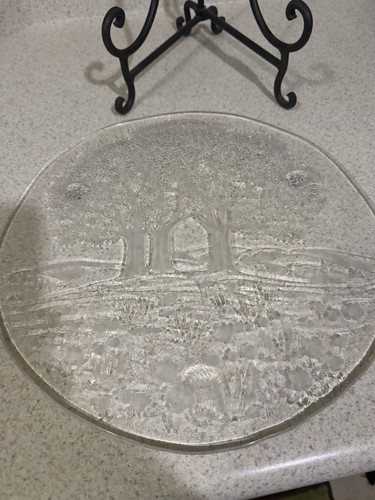 Vintage Studio Nova Sun Valley Large Platter Clear Glass 15”Germany with stand - Picture 3 of 9