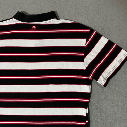 T-shirt sportiva Ecko Unltd vintage Y2K a righe polo collo bottoni 2XL - Foto 8 di 12