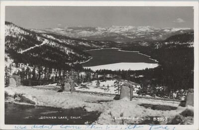 RPPC Donner Lake California birds eye view Eastman Studio B-5897 postcard A127