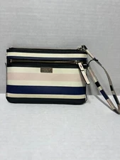 Kate Spade Tinie Laurel Way Cruise stripe pink blue wallet wristlet