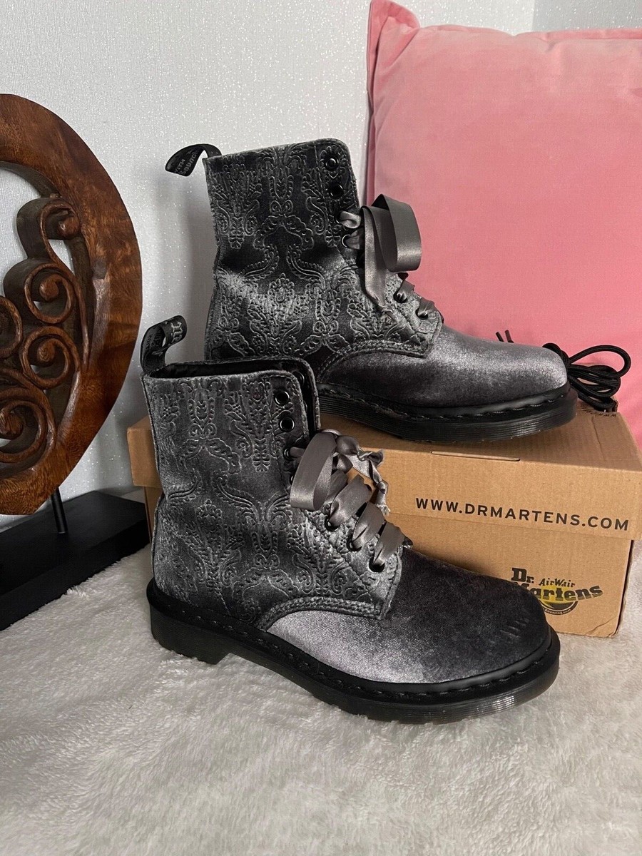 Leather Doc Martens Silber 38 Dr Martens 1460 Brocade Silver Grey