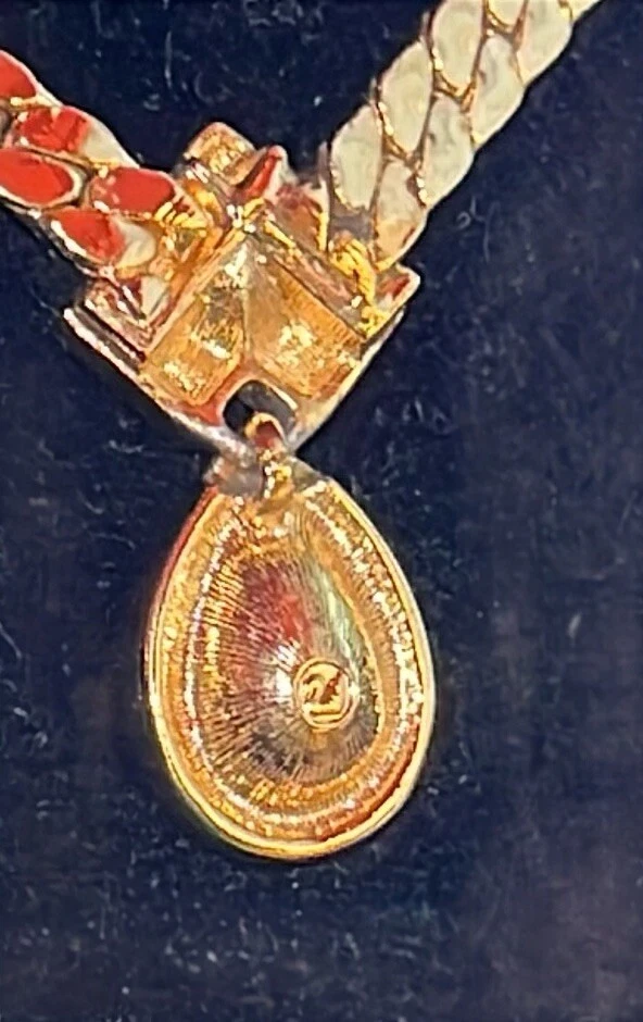 Collar Swarovski Genuino Tono Dorado Collar Colgante Lágrima Foto 3 de 4