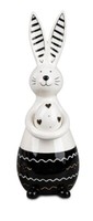 798015 Hase Mit Ei Schwarz-Weiss 30Cm Aus Glasiertem Steingut Mit Goldenem Dekor