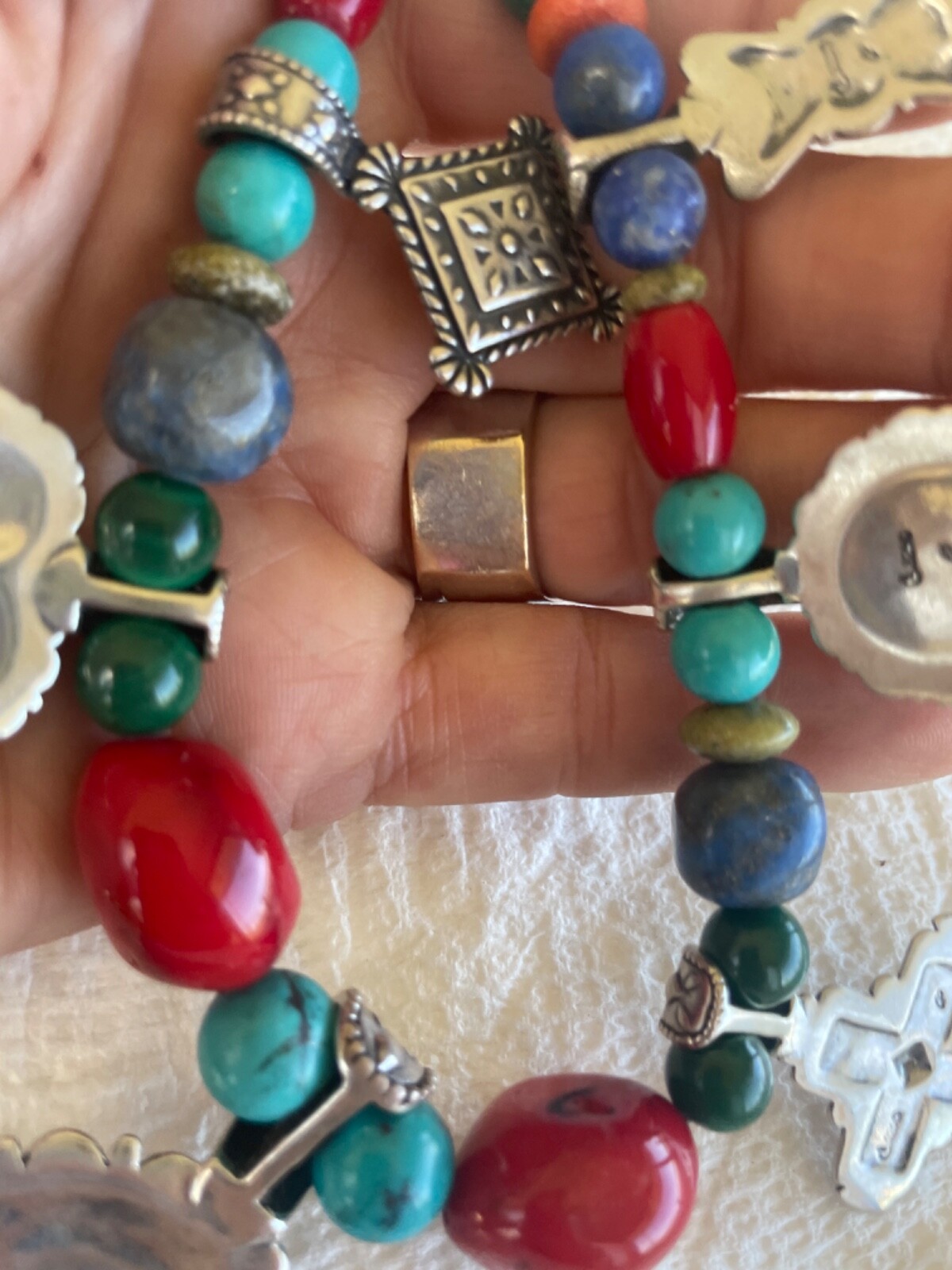 Vtg CAROLYN POLLACK SQUASH BLOSSOM NECKLACE Sterling Silver CONCHO