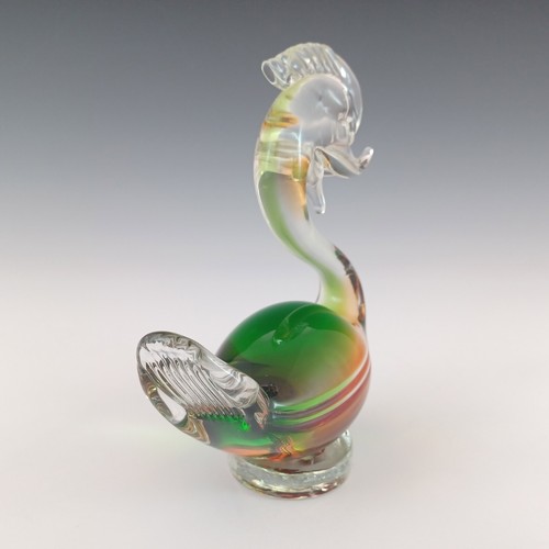 Murano Vintage Grün & Bernstein Venezianische Glas Schwan Skulptur - Bild 6 von 8