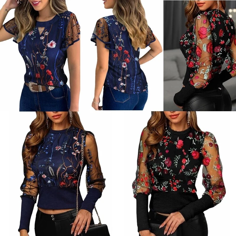 ojo Viajero Químico Blusas De Mujer Camisas Moda Blusa Manga Corta Nueva Tops Camisa Casual  Elegante | eBay