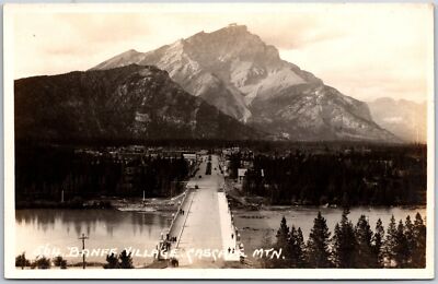 Shy Banff Village Cascade Mountain Alberta Canada Real Photo RPPC Postcard