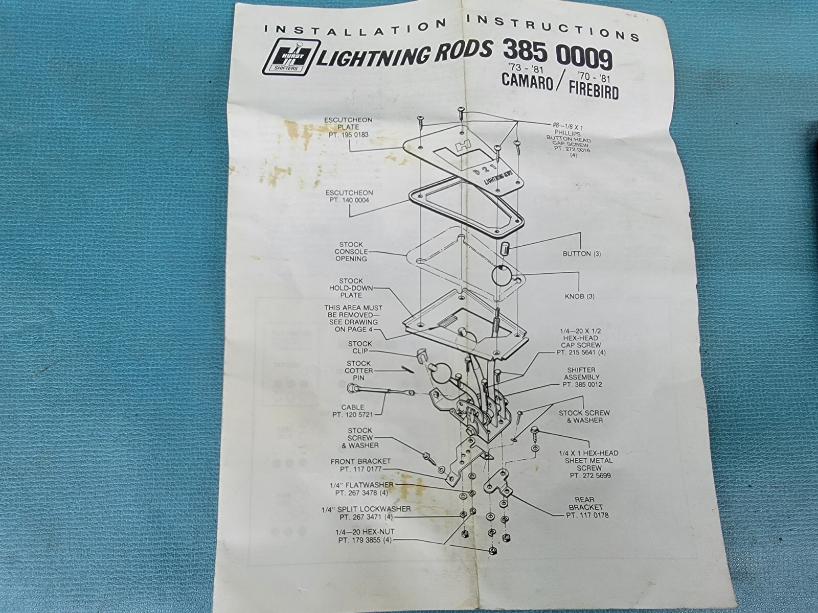 NOS HURST LIGHTNING ROD SHIFTER 7081 CAMARO FIREBIRD DAY 2 70 71 72 73