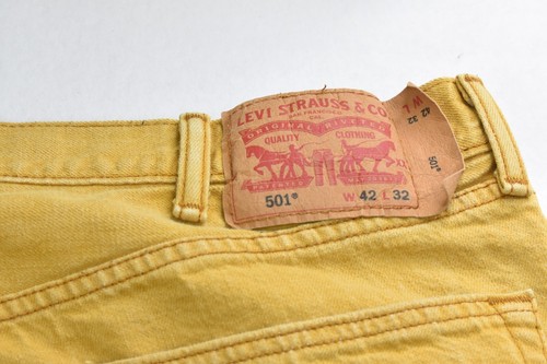 Levi's 501 Men's Jeans Size 42 X 27 Button Fly Denim Mustard Yellow -Flaws- - Picture 15 of 20