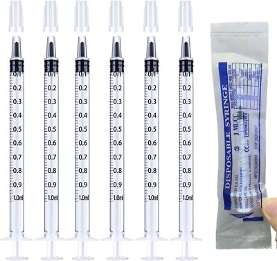10 Stück 1 ml Kolostrumspritze ohne Nadel Kunststoffspritze mit Kappen für flüssige Me...