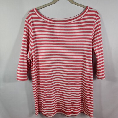 Time and Tru brand ladies 3/4 sleeve pink striped top. size XXL 20 (C-09)