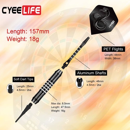 Professional Quality 18g Soft tipped Darts Set plastic tip Dart Game - Picture 3 of 18
