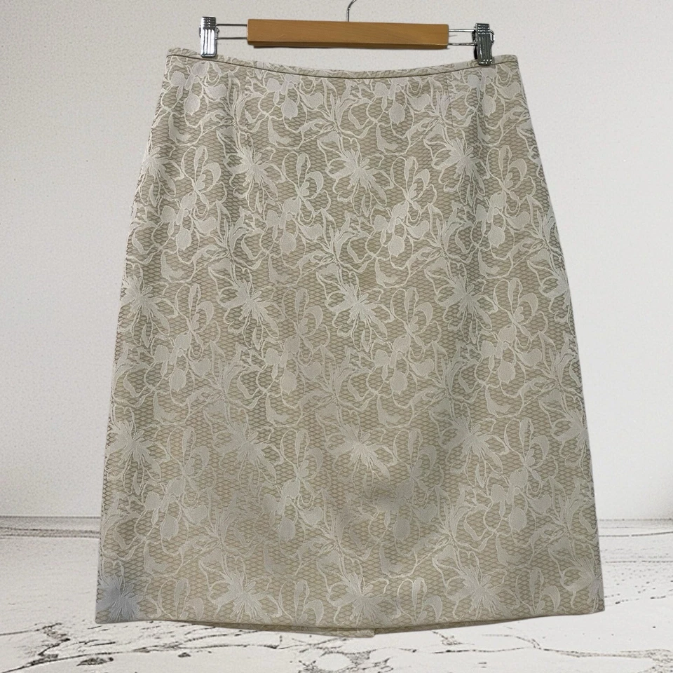 Falda lápiz Preston & York para mujer floral jacquard talla 8 elegante fiesta navideña Foto 2 de 4