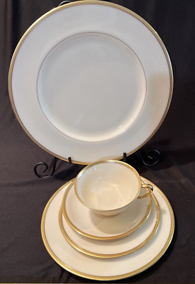 Lenox Tuxedo 5 pc setting dinnerware gold rim (5 sets of 5pcs) ea
