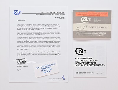 Colt Double Eagle 1990 Manual, Repair Stations List, Colt Letter, Etc.