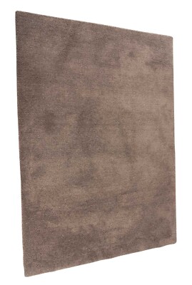 Teppich Hochflor Wohnzimmer Webteppich Polyester Taupe Einfarbig 120x170 cm