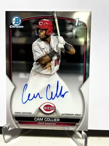 Cam Collier 2023 Bowman 1st Chrome RC ON CARD Auto Cincinnati SHARP👍