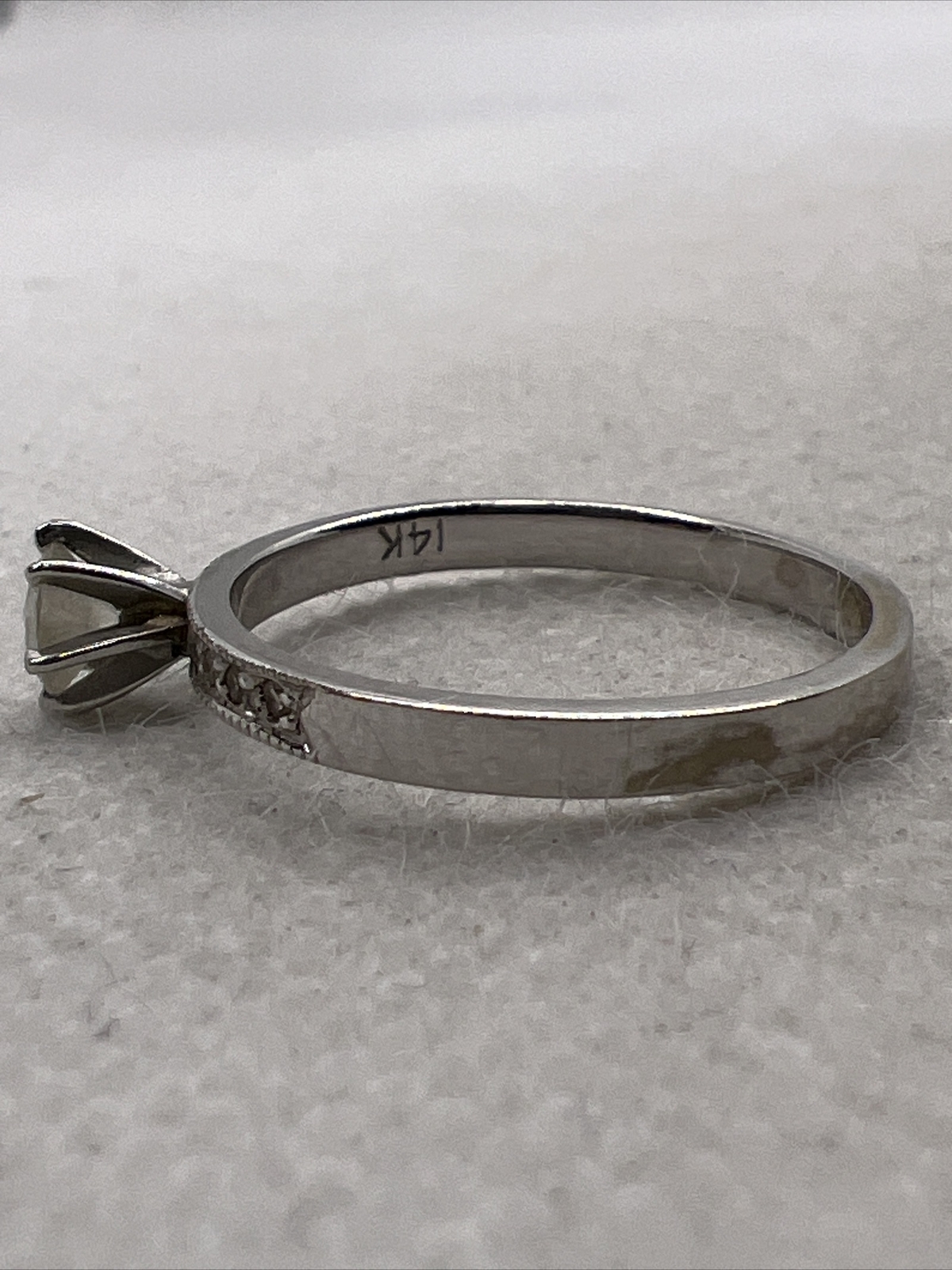 Solid 14K White Gold Solitaire Diamond Engagement… - image 3