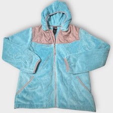 The North Face Girls Turquoise Denali Zip Up Hooded Fleece Jacket Soft Pocket XL