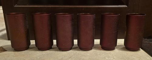 Vintage 1950s Set of 6 Frosted RED Old Masters Paintings Tumblers - Picture 2 of 15