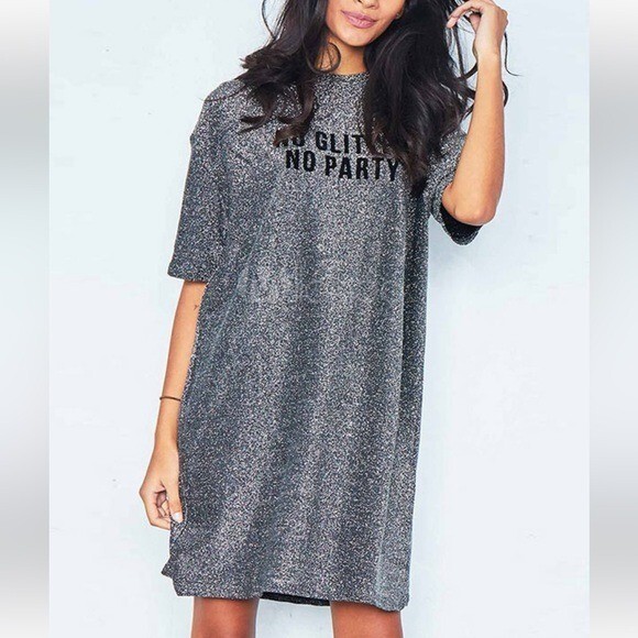 Zara Silver Grey Glitter Shift Dress Zara Silver Grey Glitter Shift Dress