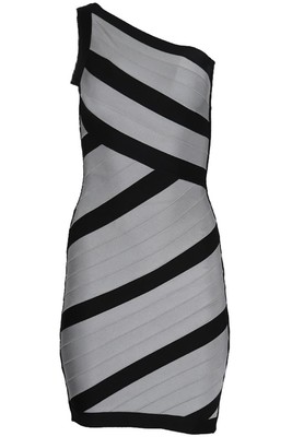 HERVÉ LEICHTER EINSCHULTERBANDAGE MINIKLEID KLEIN