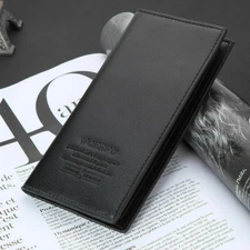 Mens Slim Genuine Leather Long Bifold Wallets Case With Multi Cards Holders US