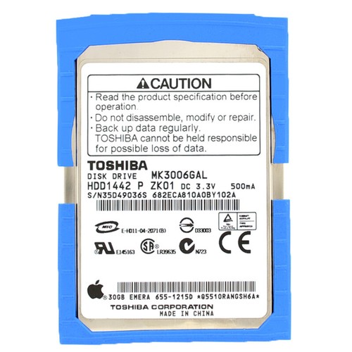 Hard Drive Toshiba MK3006GAL 30GB 1,8'' 4.2K Apple 655-1215D - Picture 1 of 3