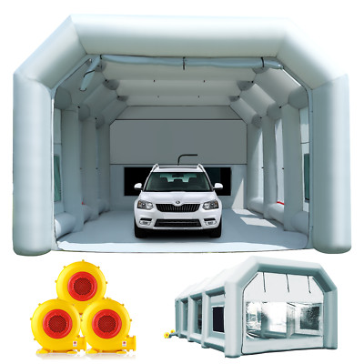 Sewinfla Inflatable Paint Booth 33x16.5x11.5Ft with 3 Blowers (750W+950W+950W)