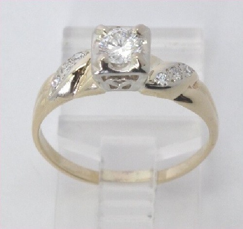 14k Yellow Gold Round Diamond Antique Wedding Engagement Ring .62ct - Picture 3 of 3