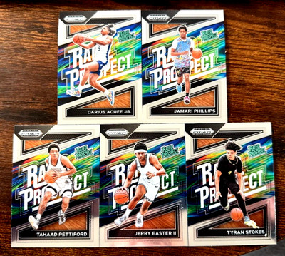 5 CARD LOT 2024 PANINI PRIZM DRAFT PICKS RATED PROSPECTS ACUFF JR-STOKES-EASTER