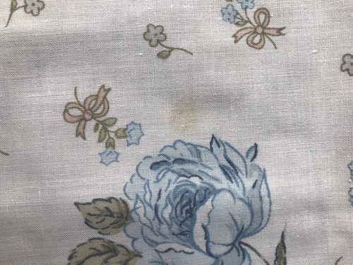 Vintage Floral Bows Blue Ribbon Cotton Fabric Material Remnant Sprig Flowers 80s - Picture 12 of 12