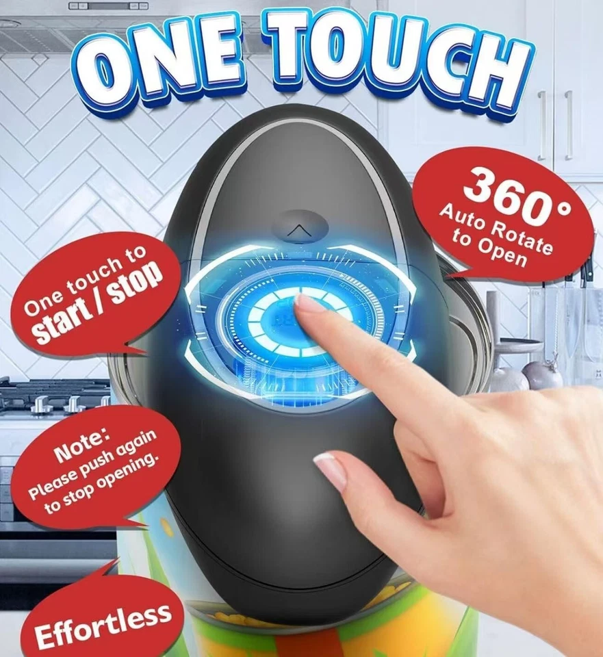 One Touch Electric Can Opener Fits All Size Can With Smooth Edge, Hands Free Bat - Image 3 of 4