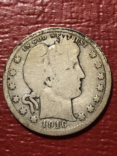 1916-D/D Barbiere Quarter Ripunzonato Marchio di Zecca Controlla il Nostro Inventario - Foto 1 di 5