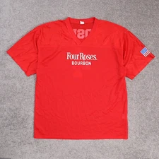 Four Roses Bourbon USA Flag XL Red Short Sleeve V Neck Mesh Jersey