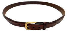 Brighton Men's Sz. 42 Brown Leather w/Fabric Inlay Brass Buckle Style P2707 Belt