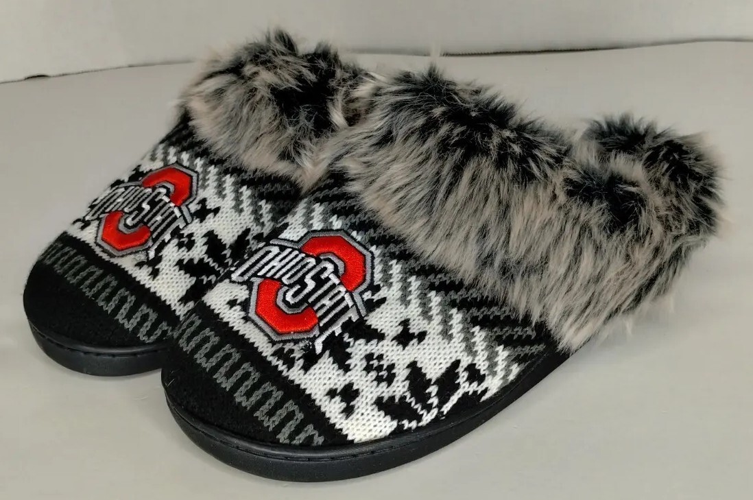 SAOLA Pantofole da donna Campus Footnote OSU taglia 5 6 suola slip on in pelliccia Ohio State