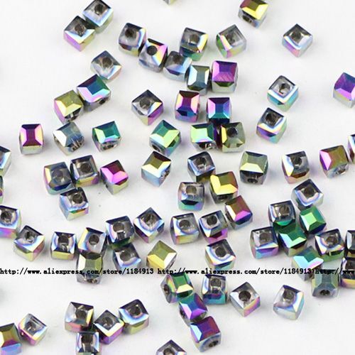 Square Crystal Bead Glass Spacers Loose Beads DIY Bracelets Jewelry 3MM 100Pcs - Picture 16 of 25