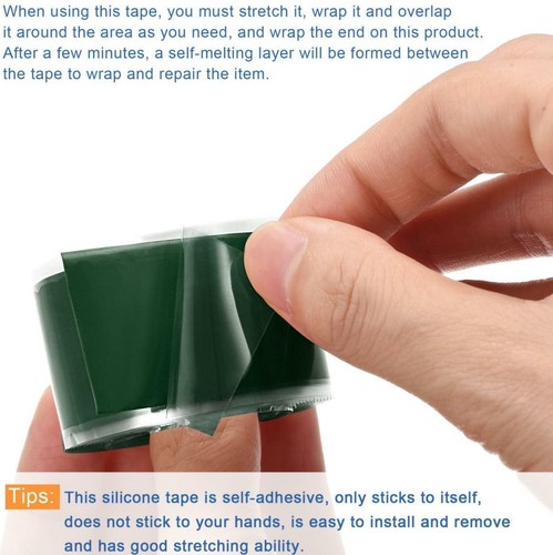 Silikonband, 3 Meter x 25 mm Dichtung selbstschmelzend Reparaturband grün 2 Stück - Bild 2 von 2