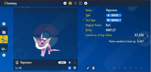 Vaporeon 6IV ✨ Shiny Raro Per Pokemon Scarlatto E Viola - Pronto Per Battaglie VGC