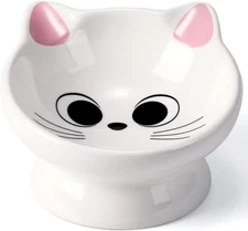 Raised Ceramic Cat Food Bowl - 15 Tilted, Spine Protection, Anti-Vomiting, Backf