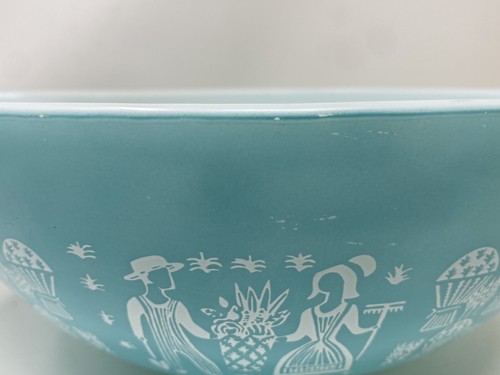 Pyrex Amish Butterprint 444 Turquoise 4 qt Cinderella Mixing Bowl MCM Vintage - Picture 3 of 16
