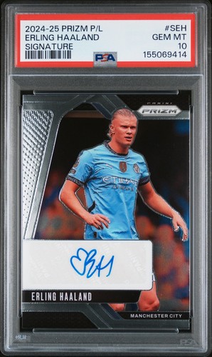 2024-25 PANINI PRIZM PREMIER LEAGUE ERLING HAALAND SIGNATURES AUTO PSA 10