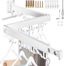 Wandgarderobe Klappbar Kleiderlüfter Aluminium 3 Arme Schwenkbar 24 Haken