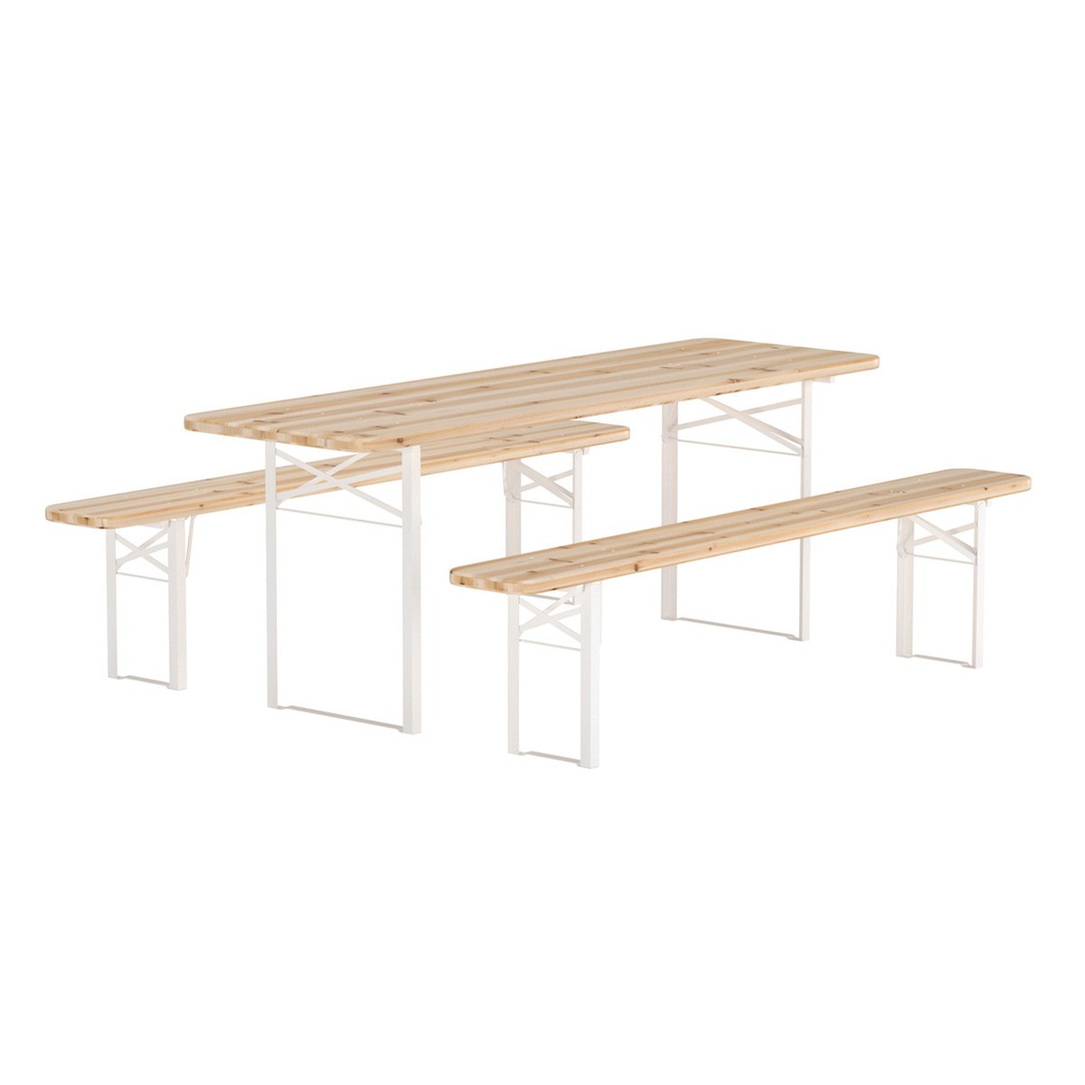 Table de jardin avec bancs Guiness 200cm pour repas conviviaux en terrasse